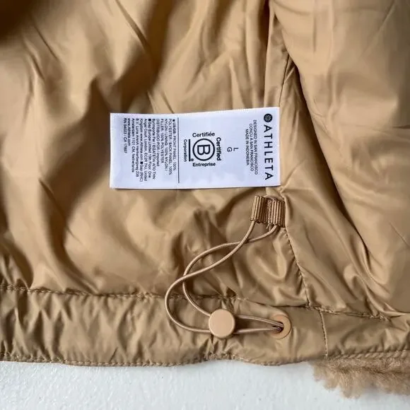 Athleta Fleece Hybrid Jacket Women's Large Tan Neutral Bomber Sherpa Quilted NEW - Picture 10 of 14